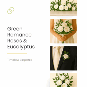 Green Romance Roses and Eucalyptus Wedding Flowers