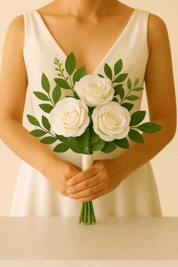 Roses and Eucalyptus Bridesmaids Bouquets