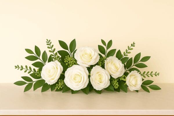 Modern Green Romance Roses and Eucalyptus Top Table Centrepiece