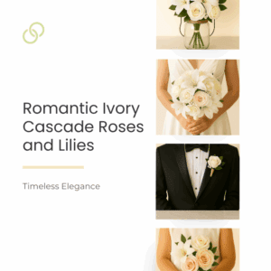 Romantic Ivory Cascade Roses and Lilies wedding flower bundle