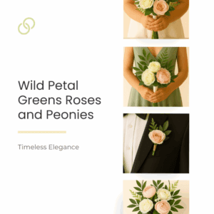 Wild Petal Greens Roses and Peonies Wedding Flowers Bundle